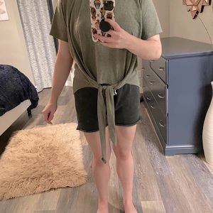 Cute grey tie up shirt